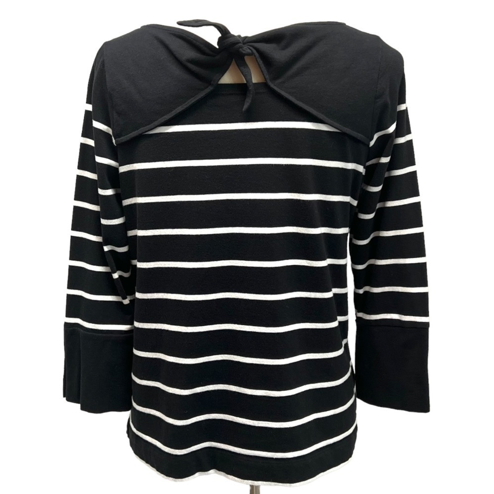 J. Jill Striped Knit Tie Back Black & White Top Womens Medium - Picture 6 of 12